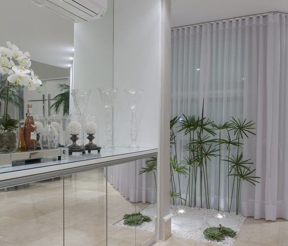 ผ้าม่านโปร่งแสง Interior Design สไตล์โมเดิร์น ลายพื้น สีขาว Off White