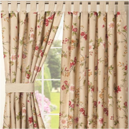 ผ้าม่านวินเทจ พื้นสีโอรส