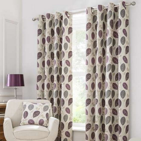 ผ้าม่านลายใบไม้เข้ม