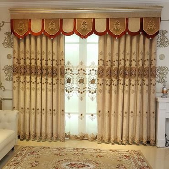 ผ้าม่านสวยหรู มีเชิง ลายปัก