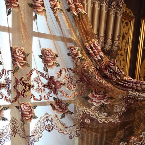 ผ้าโปร่งลายปัก ดอกไม้