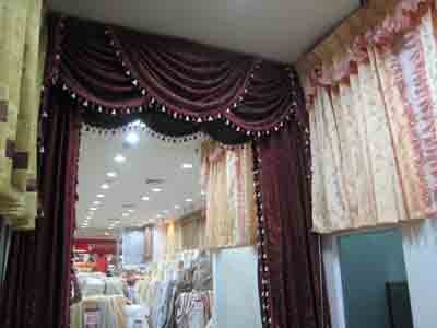 swag curtains dark red