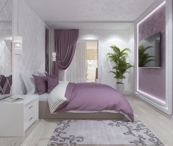 ผ้าม่านสีม่วงอ่อน